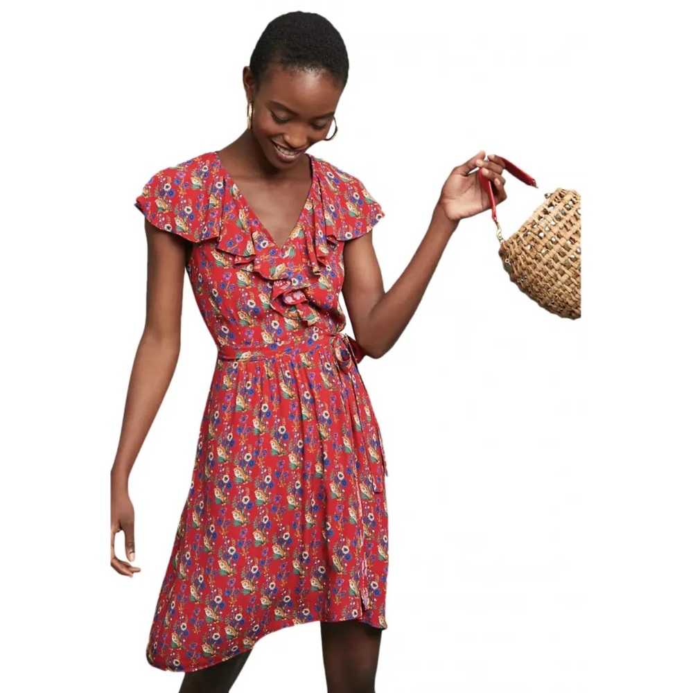 Anthropologie Scarlet Floral Mini Dress